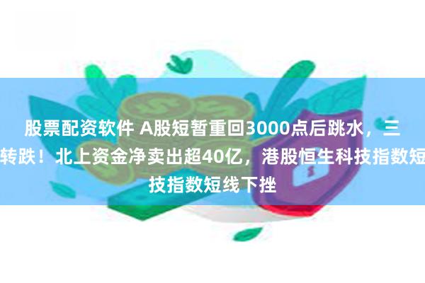 股票配资软件 A股短暂重回3000点后跳水，三大指数转跌！北上资金净卖出超40亿，港股恒生科技指数短线下挫